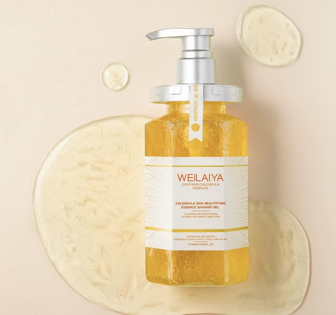 Weilaiya Calendula Shower Gel – 450mL / 15.2 fl oz – Soothing Body Wash for Sensitive Skin – Natural Calendula Extract, Hydrating & Gentle Daily Cleanser