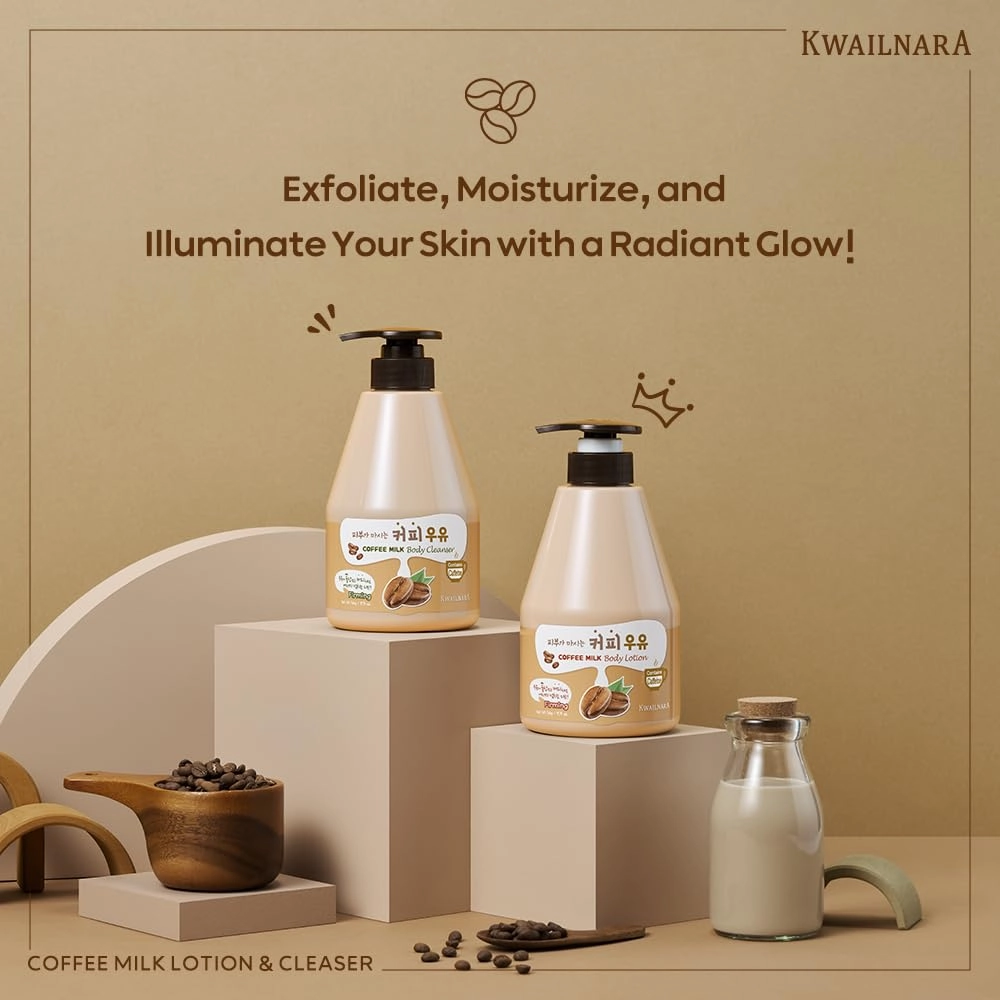 WELCOS KWAILNARA Coffee Milk Body Wash – Korean Body Wash with Coffee Extract for Energized Skin 560 g / 19.75 oz.