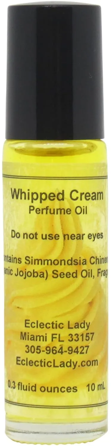 Whipped Cream Perfume Oil, 0.3 Oz Portable Roll-On Fragrance with Long-Lasting Scent, Delightful Essential Oils and Jojoba Oil For Daily Use