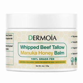Whipped Beef Tallow for Skin with Manuka Honey - Tallow and Honey Balm Face & Body Moisturizer - Nourishing Skincare Cream with Vit & Jojoba Oil - Natural Hydration for Dry & Sensitive Skin