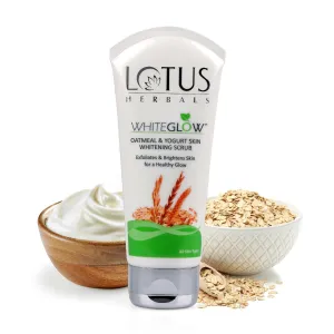 WhiteGlow Oatmeal & Yogurt Face Scrub, Skin Brightening Exfoliator for Men & Women, 50g, Pack of 3