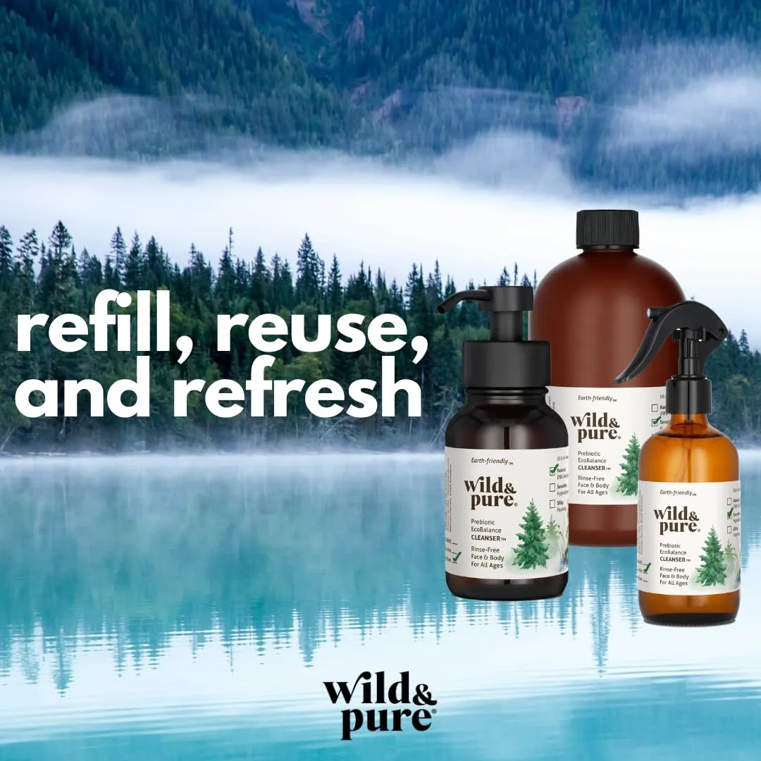 Wild & Pure Sensitive Skin Cleanser Foam – 8oz | pH-Balanced, Microbiome-Friendly Foaming Wash for Face, Hands, Body & Below the Belt EcoBalance Skincare Sensitive Formula