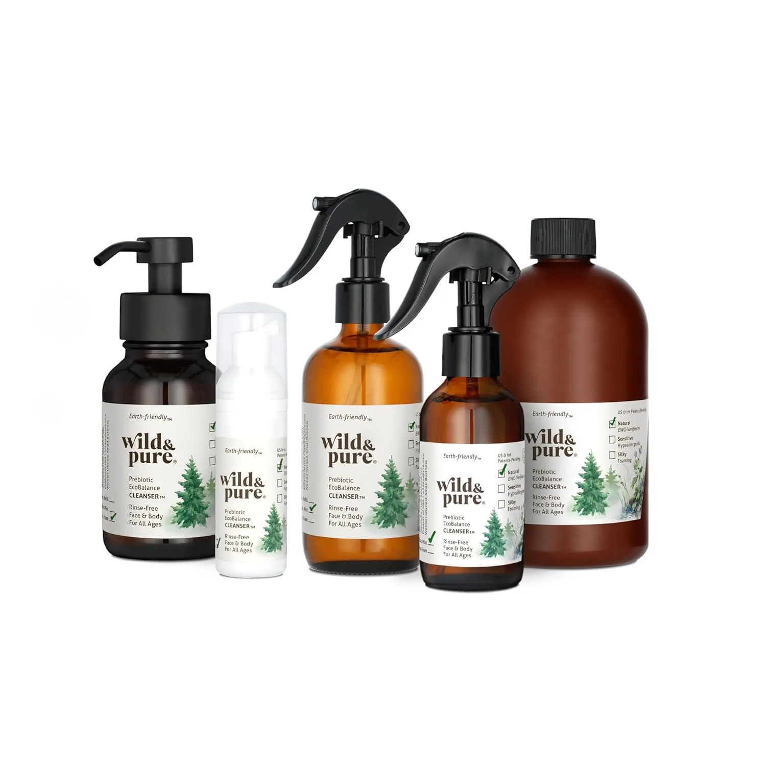 Wild & Pure Sensitive Skin Cleanser Foam – 8oz | pH-Balanced, Microbiome-Friendly Foaming Wash for Face, Hands, Body & Below the Belt EcoBalance Skincare Sensitive Formula