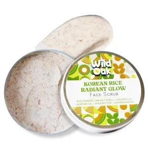 Wild-Oak Korean Rice Face Scrub | Glass Skin & De-Tan | Boosts Collagen Naturally | Gentle Exfoliation for Glowing Skin | Anti-Aging & Tan Removal | Hydrates & Repairs Skin Barrier for Unisex 100g
