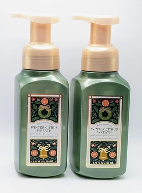 Winter Citrus Wreath Foaming Hand Soap Gentle w Natural Essential Oils Bath and Body 2 pack
