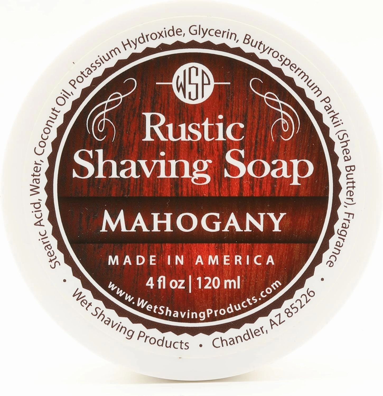 WSP Luxury Rustic Shaving Soap (Mahogany) Artisan Made in America Using Vegan Natural Ingredients