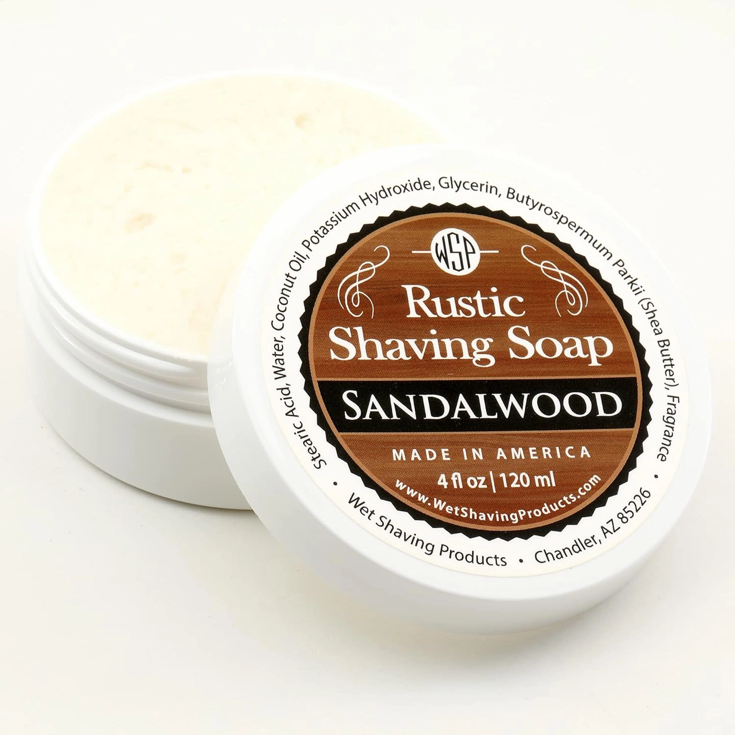 WSP Rustic Shaving Soap (Sandalwood) Artisan Made in America Using Vegan Natural Ingredients