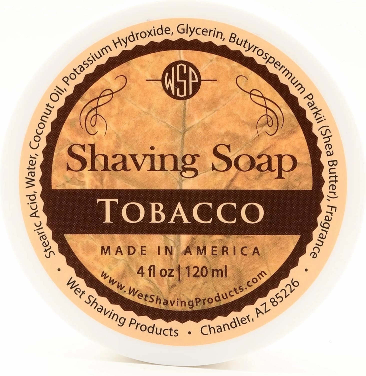 WSP Rustic Shaving Soap (Tobacco) Artisan Made in America Using Vegan Natural Ingredients