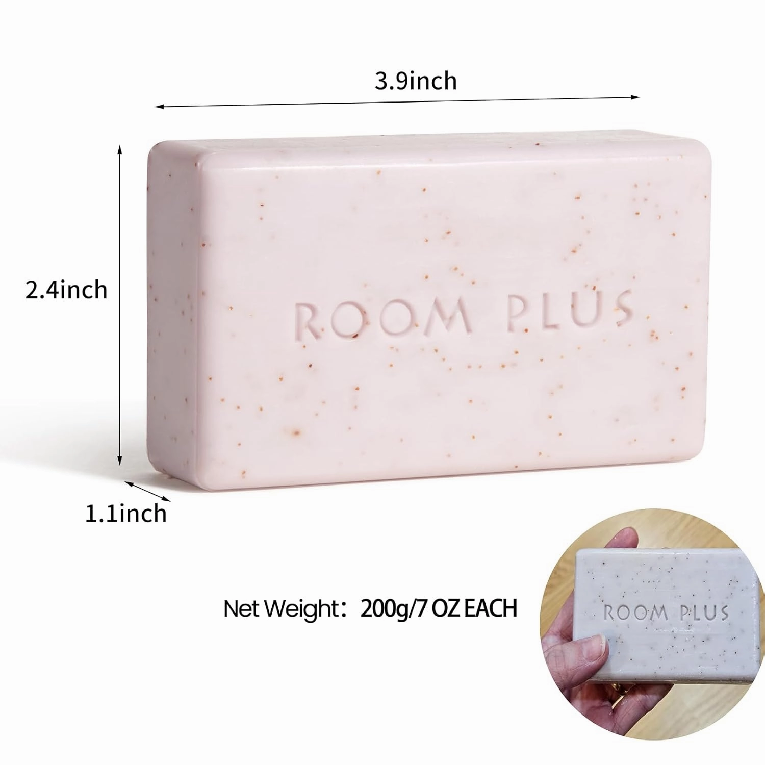 YESUN Fragrance Bar Soap,Big Brick of bath Soap (pack of 2,14ounce) ROOMPLUS-Floral Scent,Natural Soap,Made with Organic Oils, For Face, Body and Hair, Moisturizing Dry skin,Walnut powder exfoliates