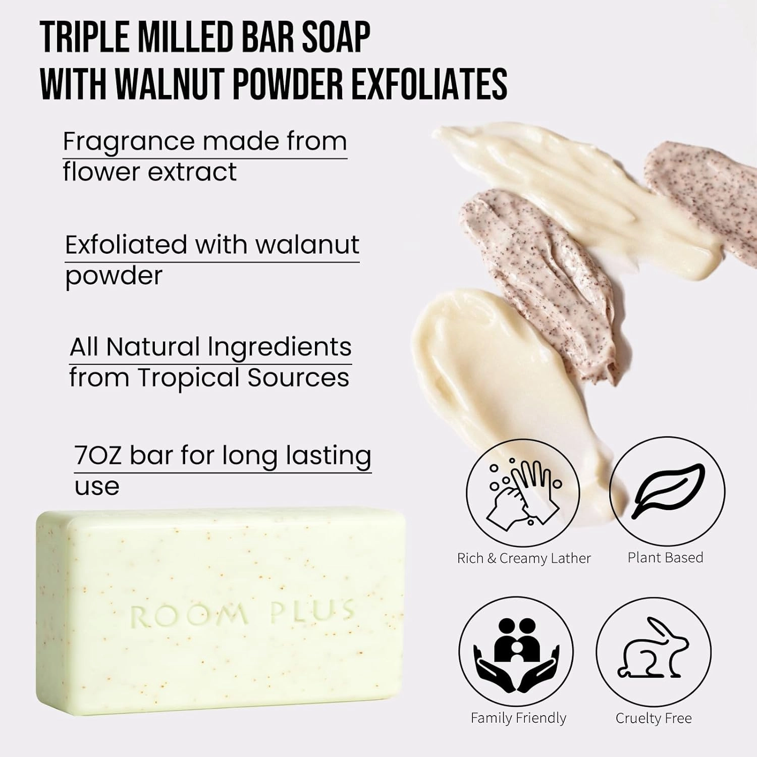 YESUN Fragrance Bar Soap Morning Gardenia Big Brick of Bath Soap,Walnut powder exfoliates(pack of 2,14ounce) ROOMPLUS-PLANT SOAP,Moisturizing,gentle cleaning solid soap,Triple-Milled,Natural Oil Soap