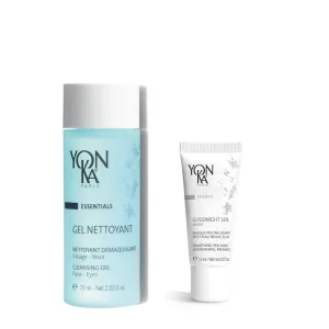 Yonka Travel Size Gel Face Cleanser, Gentle Foaming Face Wash and Makeup Remover (2.5 Oz) With Yon-Ka Glyconight 10% Peel Masque Travel Size (15ml/0.57oz) Anti-Aging Mask