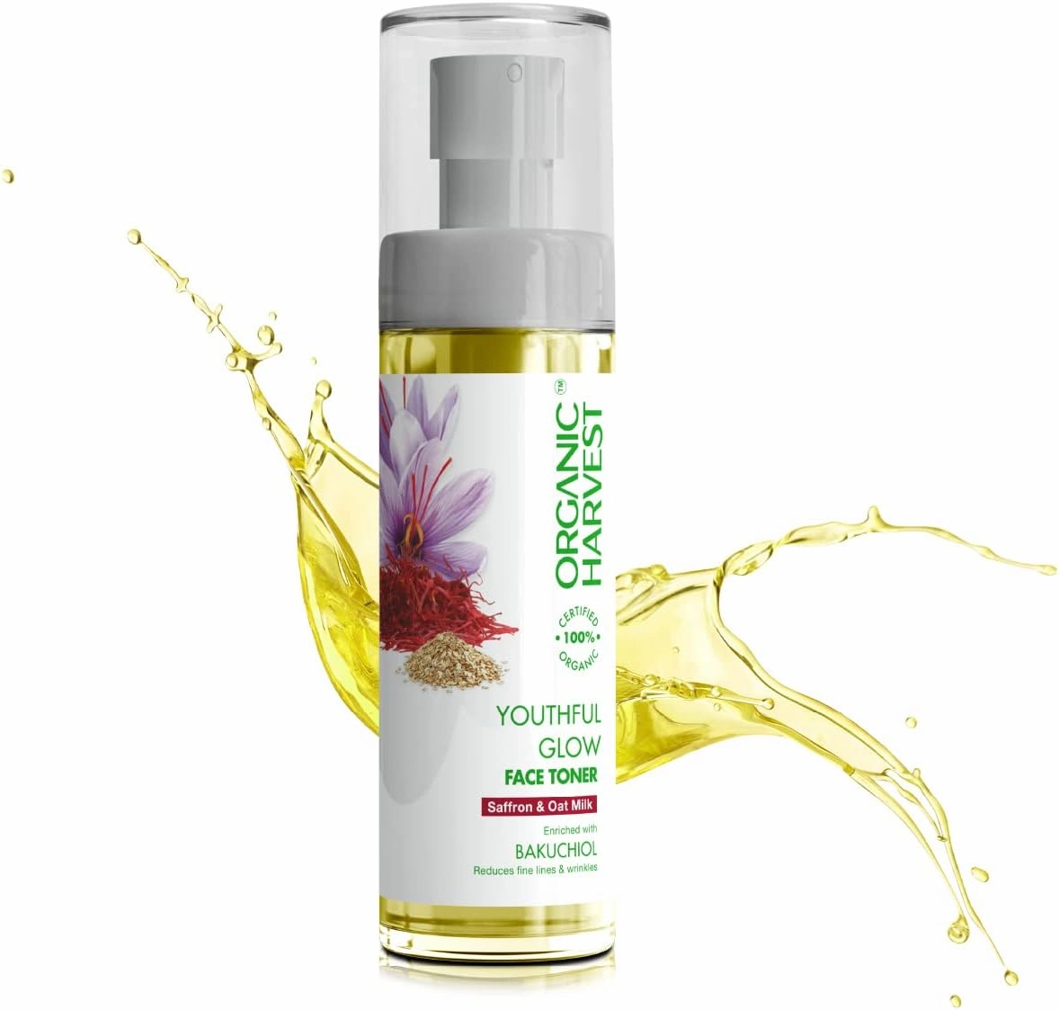Youthful Glow Face Toner: Saffron & Oat Milk, Ideal for Dry Skin, Reduces Wrinkles, for Women & Girls, 100% American Certified Organic, Paraben & Sulphate Free – 100ml