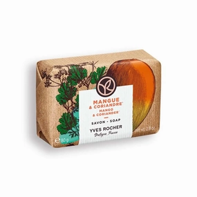 Yves Rocher Mango-Coriander Hand Soap Gentle Cleansing Solid Bar with Light Foam & Delicate Aroma – 80g / 2.8oz