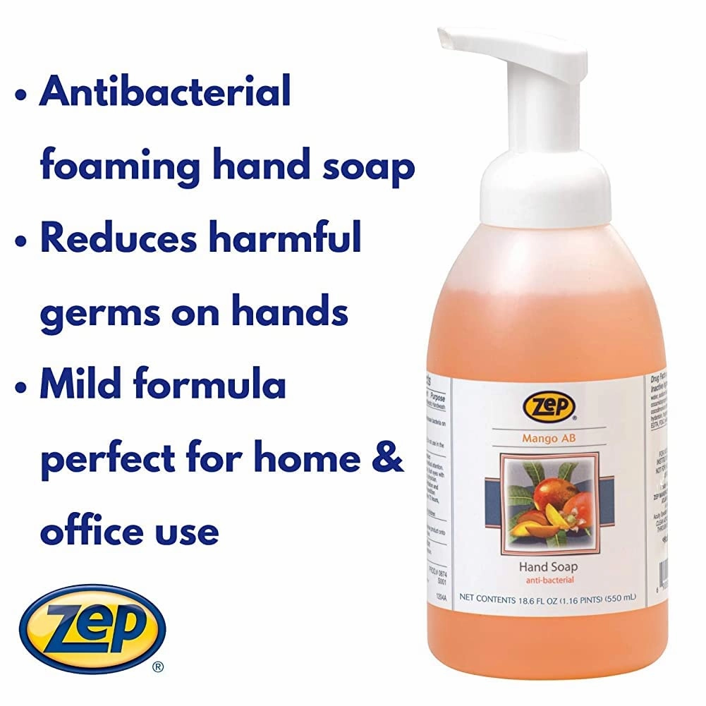 Zep Mango Foaming Antibacterial Hand Soap 550ML Case of 6 - Gentle on skin (333801)